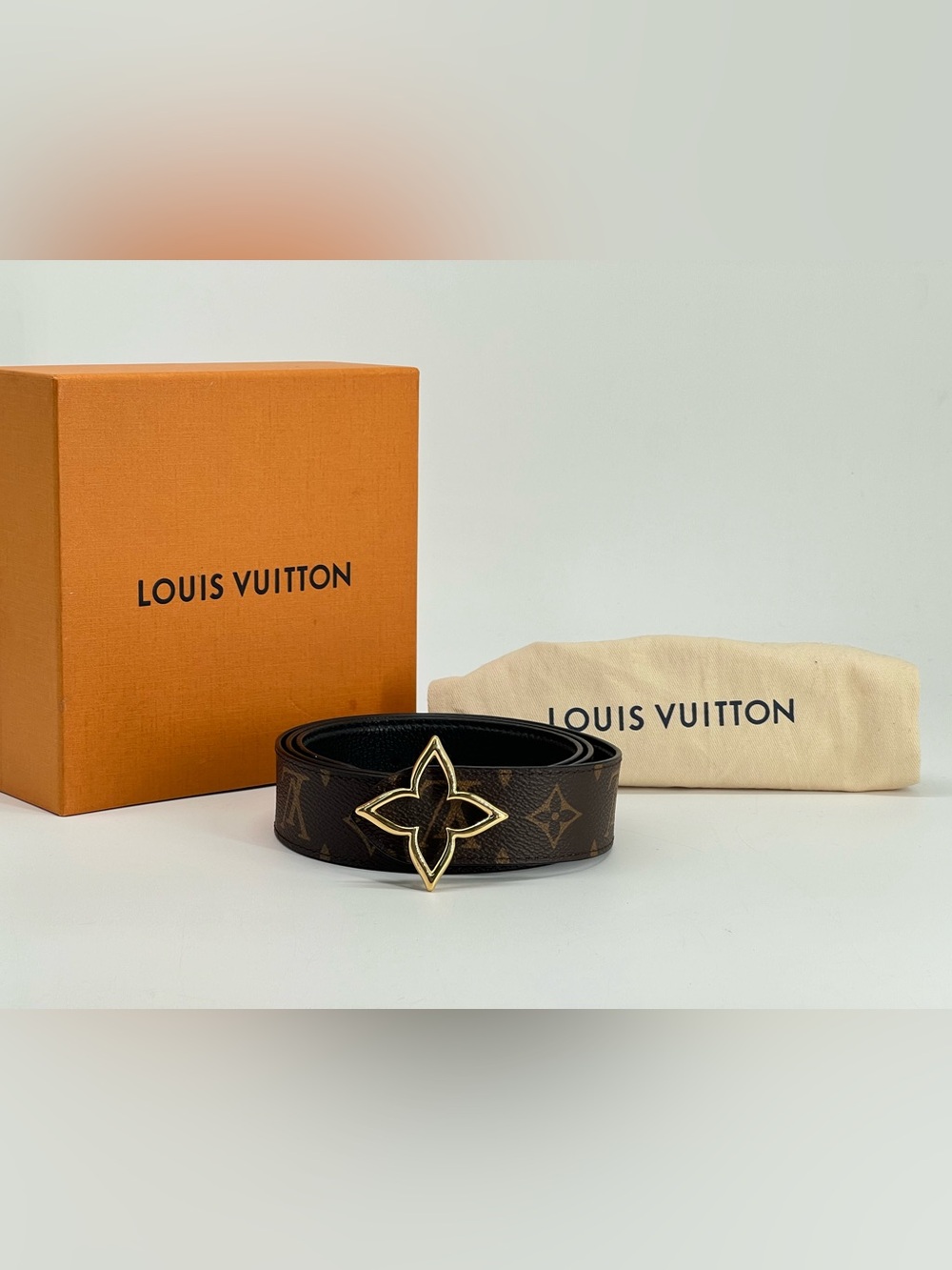 Louis Vuitton Flowergram Reversible Belt in Brown Canvas and Leather